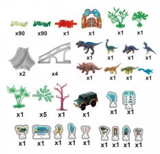 Dino dráha variabilní 217ks herní set s autíčkem a dinosaury na baterie