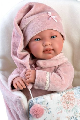 LLORENS Panenka Tina realistická new born holčička miminko na baterie Zvuk