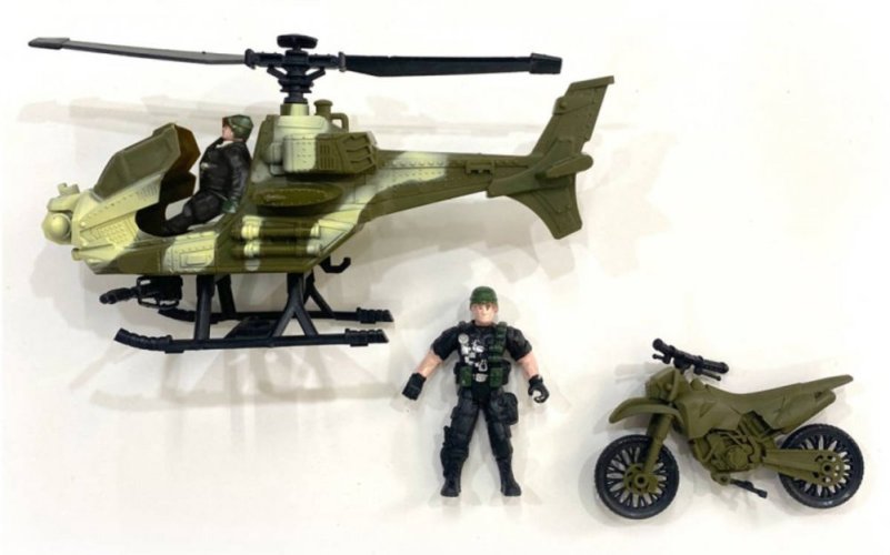 Vojenská army sada 2 figurky s helikoptérou / terénním autem 2 druhy